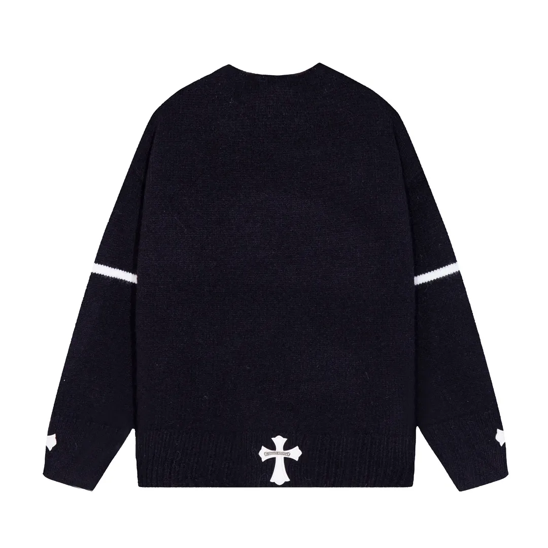 P320 Chrome Hearts Chrome Hearts Hollow Collar Leather + Metal Sweater Color: Blue Apricot Black Size: S M L XL XXL